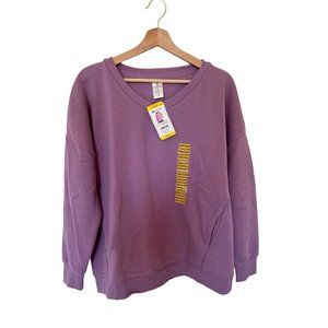 Member's Mark Purple V-Neck Oversized Sweatshirt Pullover Women's Size Medium NW